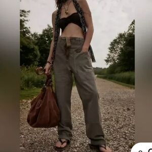 NWOT FREE PEOPLE Hayden Pull On Drawstring Pants Women's Small Green